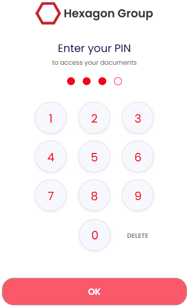 Secure document access screen