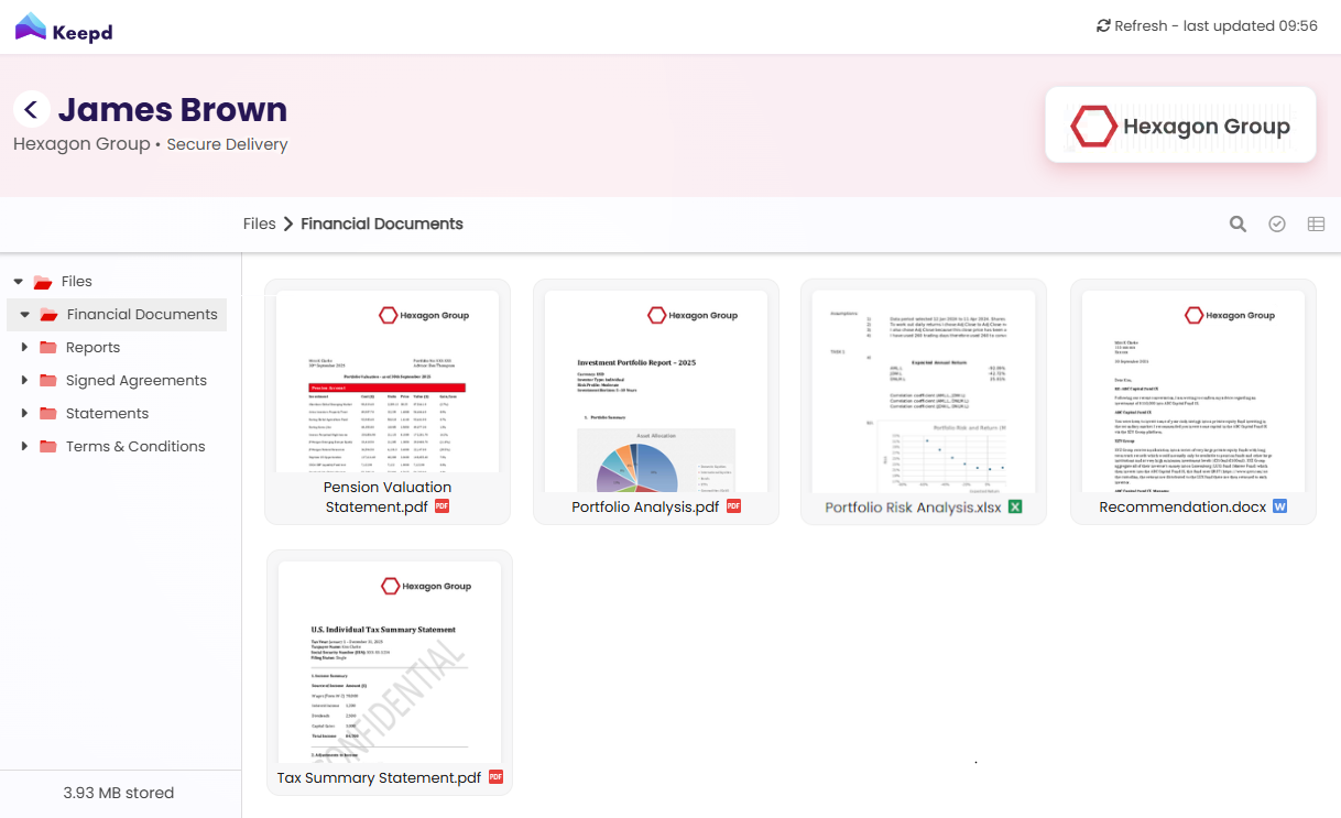 Document delivery platform screenshot